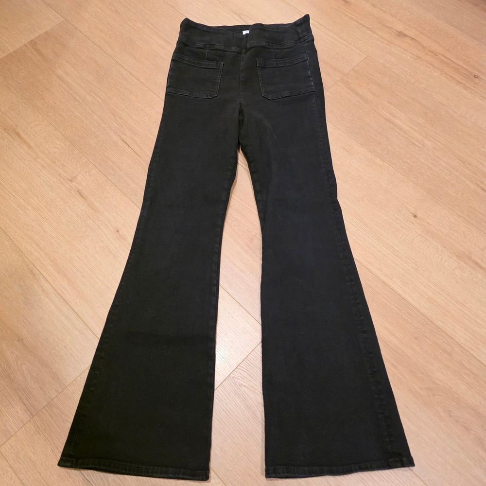 FRAME Bardot Jetset Flare Jeans Size 2 Black High Rise Pull On 28x31